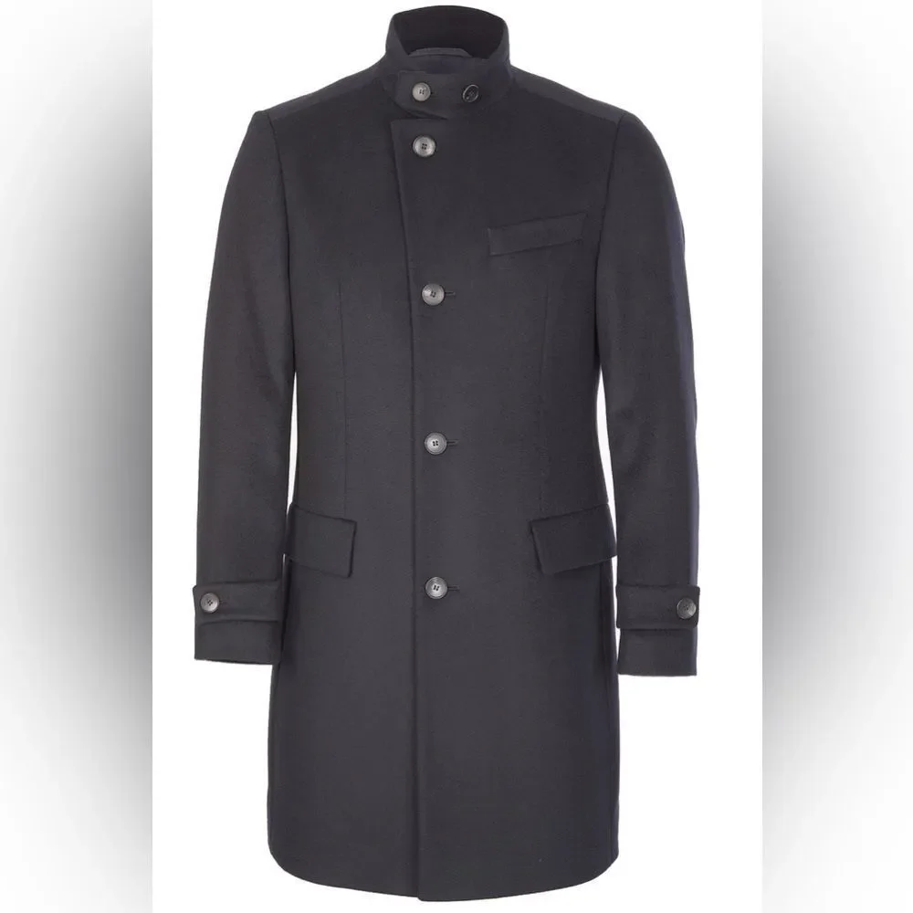 Hugo Boss Men’s The Syntrax3 Black Wool Overcoat Top Coat 42 R Medium/Large